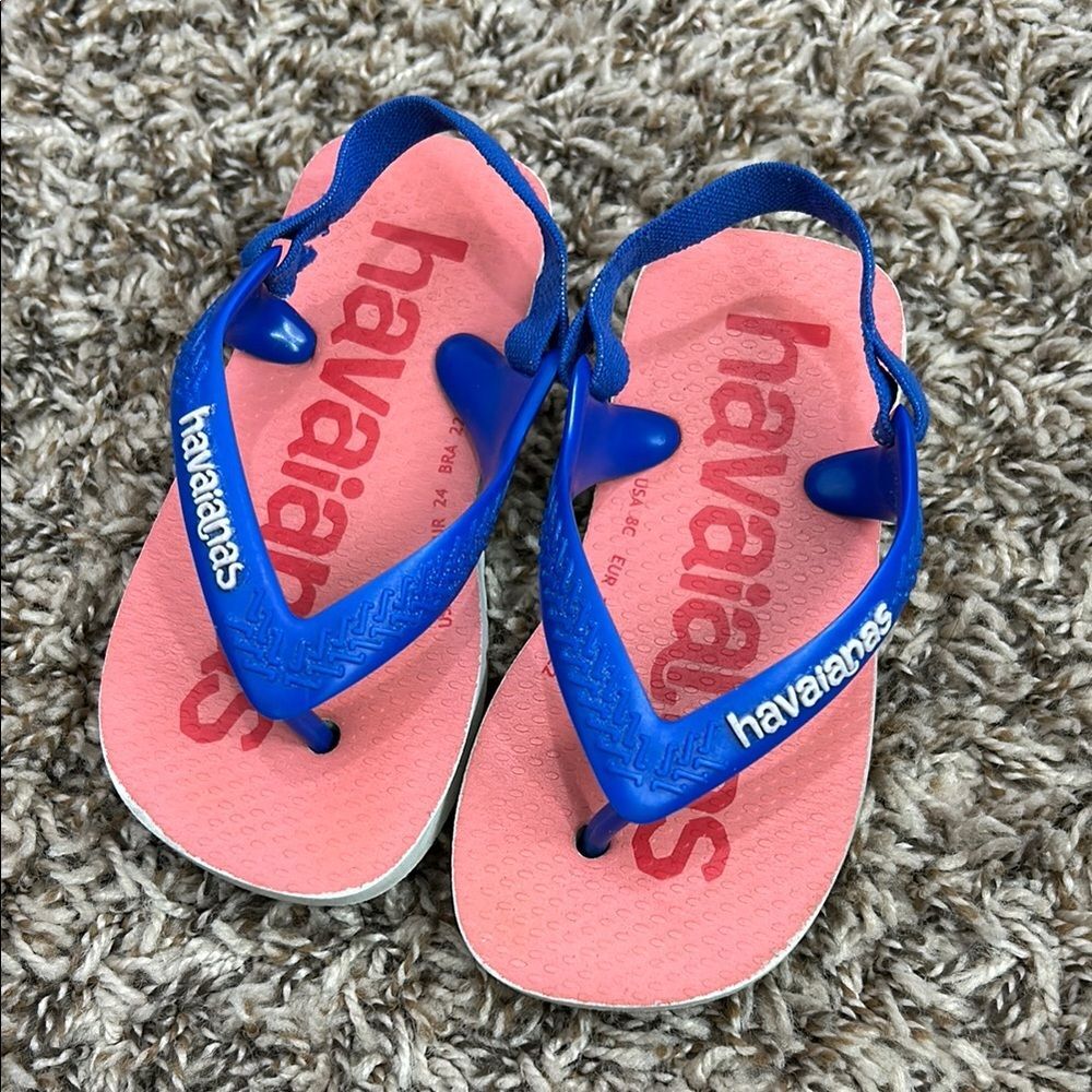 Havaianas Baby Logomania Flip Flops Elastic Back Sandal Sz 8c